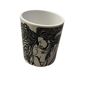 ORCA COATINGS BLACK & WHITE LINE DRAWING BLACK LOVE‎ MUG TEA CUP 15 OZ